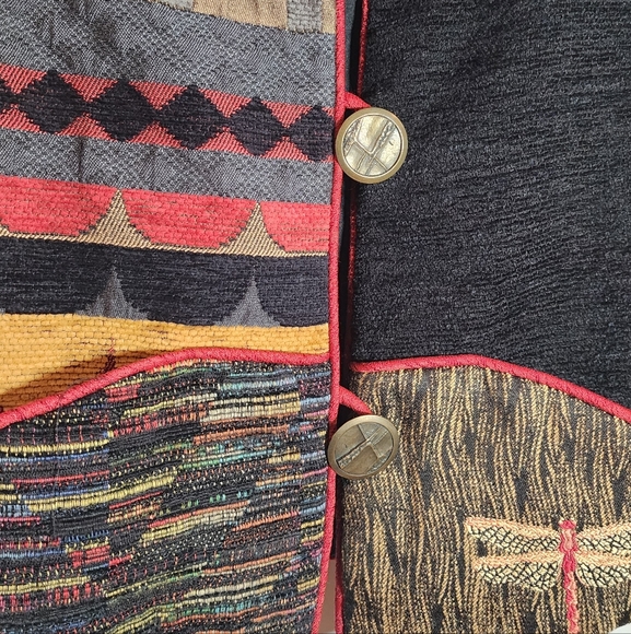 Vintage Women Treadle Patchwork Button Up Jacket Dragonfly Tapestry Sz M - Picture 5 of 8